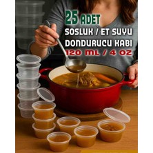 25 Adet Sızdırmaz 120 ml Mini Saklama Kabı Sosluk Buzluk Kabı ,et Suyu,kemik Suyu,sos Kabı Mutfak