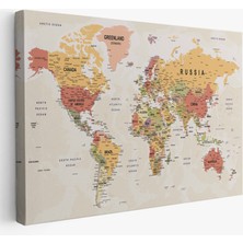  Dünya Haritası Son Derece Ayrıntılı Eğitici ve Öğretici Okyanuslu Kanvas TABLO-2531
