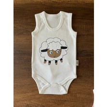 1 Adet Kolsuz Bebek Badi Body Zıbın Alttan Çıtçıtlı Bisiklet Yaka Yenidoğan Kuzu Desen