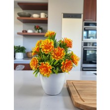 Yapay Çiçek Masa Üstü Dekor 18 cm Dekoratif Masa Süsü Plastik Saksıda Küçük Yapay Çiçek Ev Süsleri