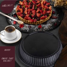 28 cm Siyah Granit Tart Kalıbı – Yapışmaz Döküm Görünümlü Metal Kalıp