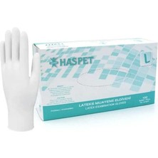 Haspet Pudralı Lateks Eldiven L Beden – Hijyenik, Tek Kullanımlık, 100 Adet