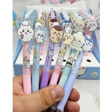 Sanrio Kawaii Sevimli Figürlü Silinebilir Tükenmez Kalem Mavi Mürekkep Silinebilir Hediyelik 1 Adet