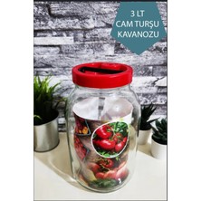 Kırmızı Kapaklı 3 L Cam Kavanoz - Ev Yapımı Turşu ve Gıda Saklama