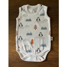 1 Adet Kolsuz Kız Erkek Bebek Badi Body Zıbın Alttan Çıtçıtlı Bisiklet Yaka Yenidoğan Penguen Desen