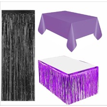 Mor Masa Örtüsü, Mor Masa Eteği, Siyah Arka Fon