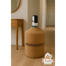 Jüt Hasır Görünümlü Damcana Kılıfı, Kıvrımlı Desenli ,Şık ve Doğal Su Sebili Örtüsü.