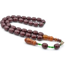 Dabbas Imzalı Beyzi Kesim Bordo Sıkma Kehribar Tesbih 001