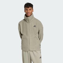 adidas City Tech High Pile Fleece Full Zip Erkek Yeşil Polar.-