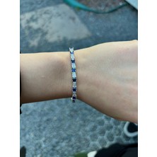 Zirkon Taş Ap Su Yolu Bileklik 925 Ayar Gümüş