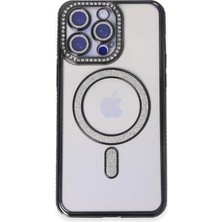 Apple iPhone 14 Pro Kılıf Aurora Luxe Glitter Magsafe Kılıf – Premium Şeffaf Parıltılı Kapak - Siyah