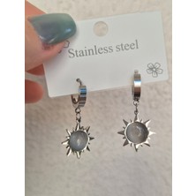 Pinkimaj Güneş Model Çelik Küpe gümüş renk