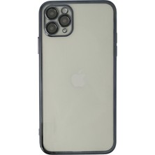 Apple iPhone 11 Pro Max Crystal Shield Lensli Silikon (Lens Protector / Kamera Koruyucu Kılıf) - Siyah