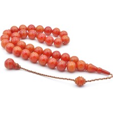 Usta Işi Sistemli Küre Kesim Iri Boy Turuncu Sıkma Kehribar Tesbih