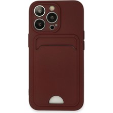 Apple iPhone 13 Pro Kılıf Card Flex Kılıf (Kartlıklı) - Bordo