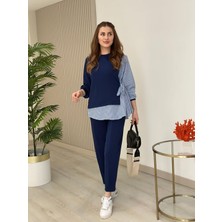 Tiana Kadın Gömlek Detay Çizgili Yandan Bağlamalı Ikili Takım