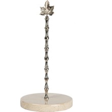 Bej Mermer Mercan Figürlü Şık Havluluk, Gümüş Renkli Dekoratif Aksesuar