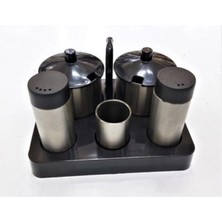 5'li Siyah Tuzluk Takımı, Şık ve Kullanışlı Mutfak Seti