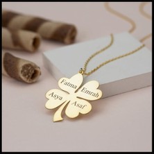 Isme Özel 4 Yapraklı Yonca Kolye – 4 Isim Yazılabilir Kişiye Özel Hediye