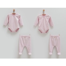 %100 Pamuk Kız Bebek 4'lü Takım (1 Body ve 1 Pantolon 0-1 Ay )(1 Body ve 1 Pantolon 1-3AY )
