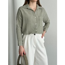 Ince Çizgili Müslin Kumaş Gömlek