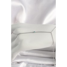 Pirinç Gümüş Renk Su Yolu Zirkon Taşlı Mavi Taş Detaylı Kadın Şahmeran  - PRT3500EB05354