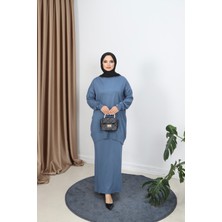 Düğme Detaylı Merserize Etekli Takım