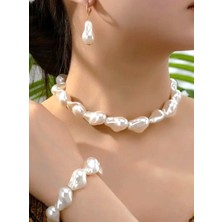 Inci Detaylı Kolye Küpe Bileklik Set