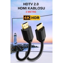 HP 4K Full Hd Yüksek Hızlı HDMI Kablosu 3D Hdr 2160P 60Hz Hdtv 3 Metre | Ps3 Ps4 Ps5 Tv Pc Uydu Uyumlu