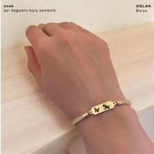 14 Ayar Altın Plakalı Oğlak Burçlarına Özel Kelebek Motifli Hasır Kordonlu Hediye BILEKLIK-647BURÇ