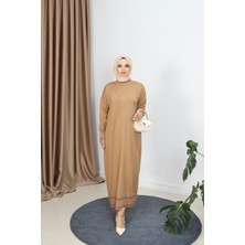 Şeritli Çift Renk Merserize Elbise