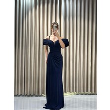 Lacivert Yaka Detay Yeni Sezon Abiye 5474