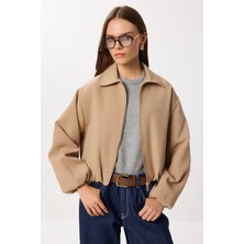 Balon Kesim Dokuma Ceket LDP0084 Bej