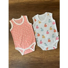 2 Adet Kolsuz Bebek Badi Body Zıbın Alttan Çıtçıtlı Bisiklet Yaka Yenidoğan Armut Desen