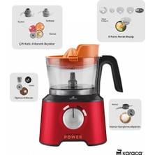 Karaca 2500W Yüksek Güçlü Hamur Yoğurma, Kıyma, Blender Vb 11 Ürün Hepsi Bir Arada Mutfak Robotu + Mutfak Tartısı