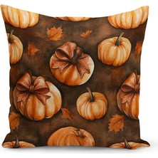 Sonbahar Ekose Serisi Çift Tarafı  Baskılı Kırlent Kılıfı (Halloween Autumn Cushion Cover)