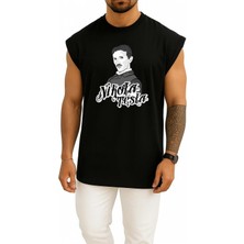 Oversize Nikola Tesla, Nikolas, Tesla, Energy Göğüs Tasarımlı Atlet