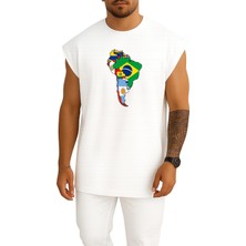 Oversize Güney Amerika Kıtası - South America Göğüs Tasarımlı Atlet