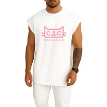 Oversize Clc K-Pop Logo Crystal Clear Göğüs Tasarımlı Atlet