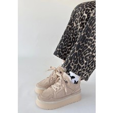 Muden Bej Süet Bağcıklı Bot