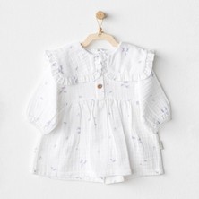 Andywawa AC25585 Magical Butterfly Müslin Bebek Elbise White