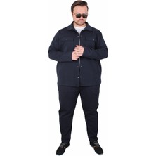 Mocgrande Erkek Büyük Beden Çift Cep Kapaklı Eşofman Takım TK25605 Lacıvert