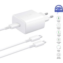 Samsung Galaxy S25 Edge Uyumlu 45W Type-C To Type-C Super Hızlı Şarj Cihazı / Şarj Aleti Seti - Ithalatçı Garantili