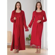 Dvina Effortt Lohusa Sabahlıklı Gecelik Takımı Fuşya - 3041