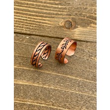 Aida Jewelss %100 Saf Bakır Ayarlanabilir Ölçü 2li Yüzük Özel Tasarım Bakır Yüzük