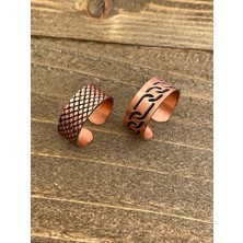 Aida Jewelss %100 Saf Bakır Ayarlanabilir Ölçü 2li Yüzük Özel Tasarım Bakır Yüzük