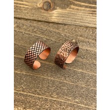 Aida Jewelss %100 Saf Bakır Ayarlanabilir Ölçü 2li Yüzük Özel Tasarım Bakır Yüzük