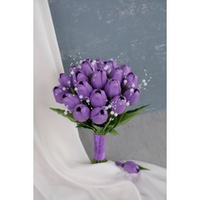 Incili Islak Lale Gelin Buketi