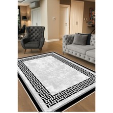 Gri Dijital Baskı Salon Halısı Kaymaz Tabanlı Yıkanabilir Halı Yolluk