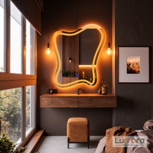 Elvenor Amber Led'li Lazer Kumlamalı Lavabo & Banyo Aynası (Dokunmatik Sensörlü)